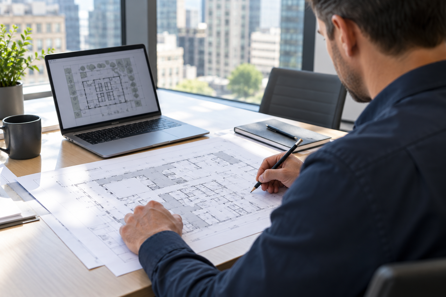 Security specialist developing a customized property security planSecurity specialist developing a customized property security plan
